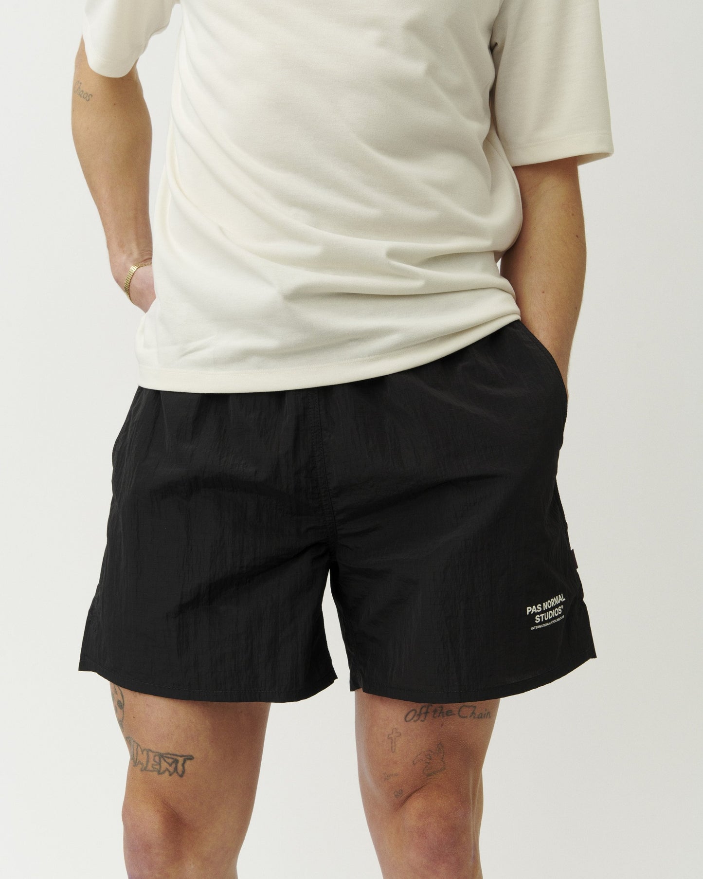 Pas Normal Studios Men's Off-Race Ripstop Shorts — Black