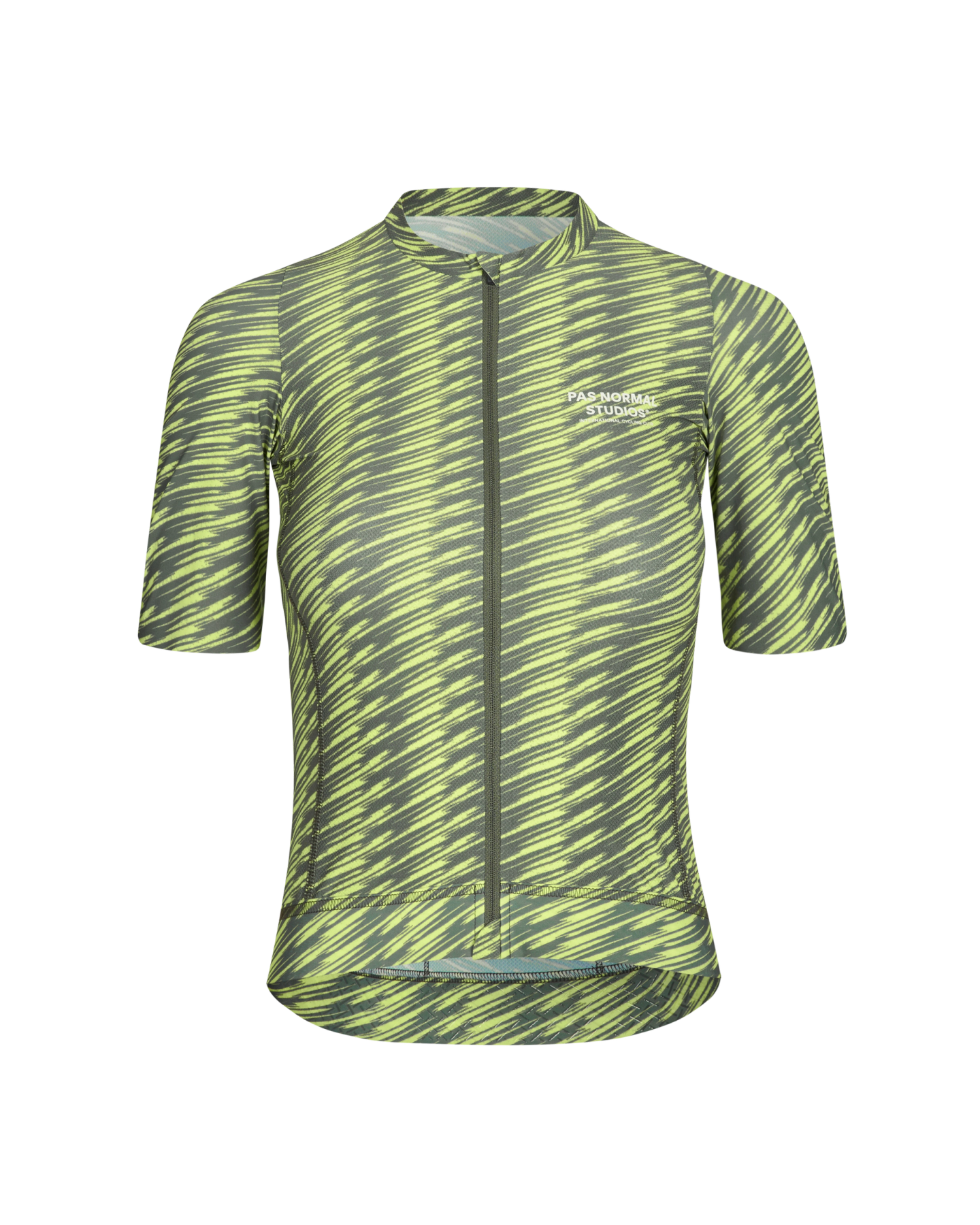 Pas Normal Studios //  Women's Solitude Jersey — Dark Moss / Lime Green