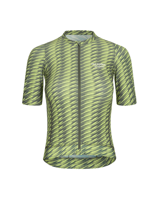 Pas Normal Studios //  Women's Solitude Jersey — Dark Moss / Lime Green