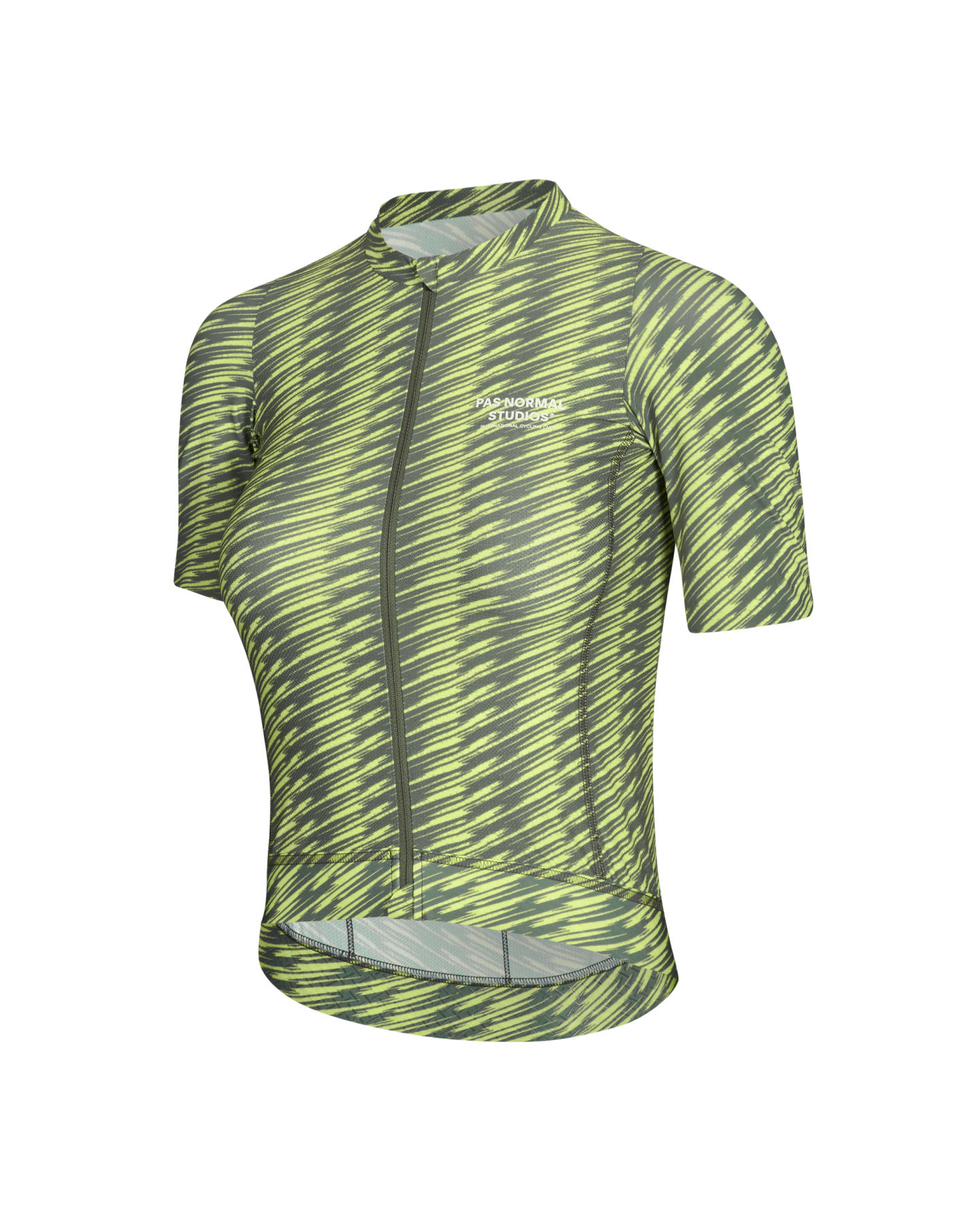 Pas Normal Studios //  Women's Solitude Jersey — Dark Moss / Lime Green