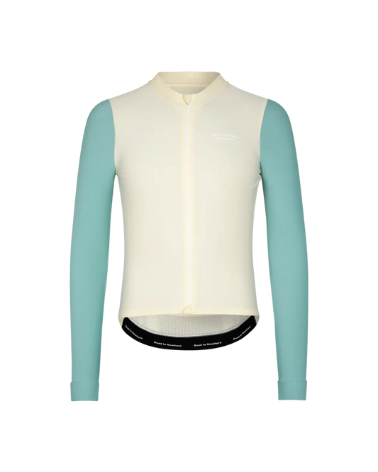 Pas Normal Studios // Men's Mechanism Long Sleeve Jersey — Off-White / Light Teal (PreOrder)