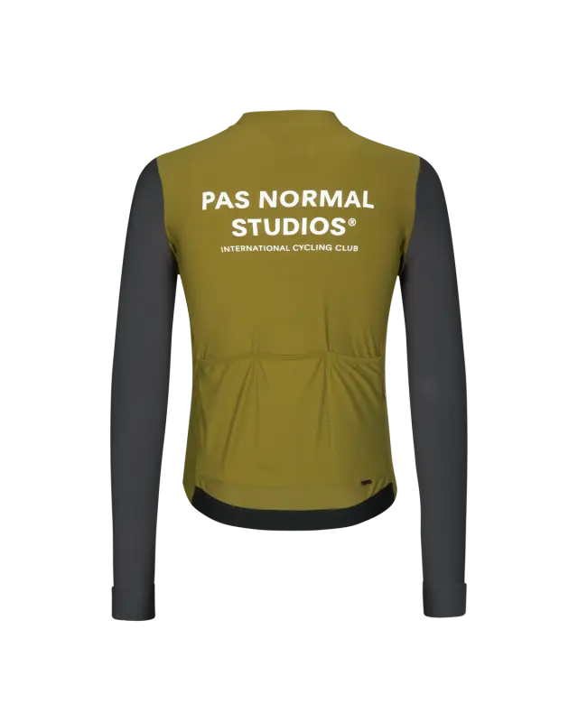 Pas Normal Studios // Men's Mechanism Long Sleeve Jersey — Deep Grey - Green (PreOrder)